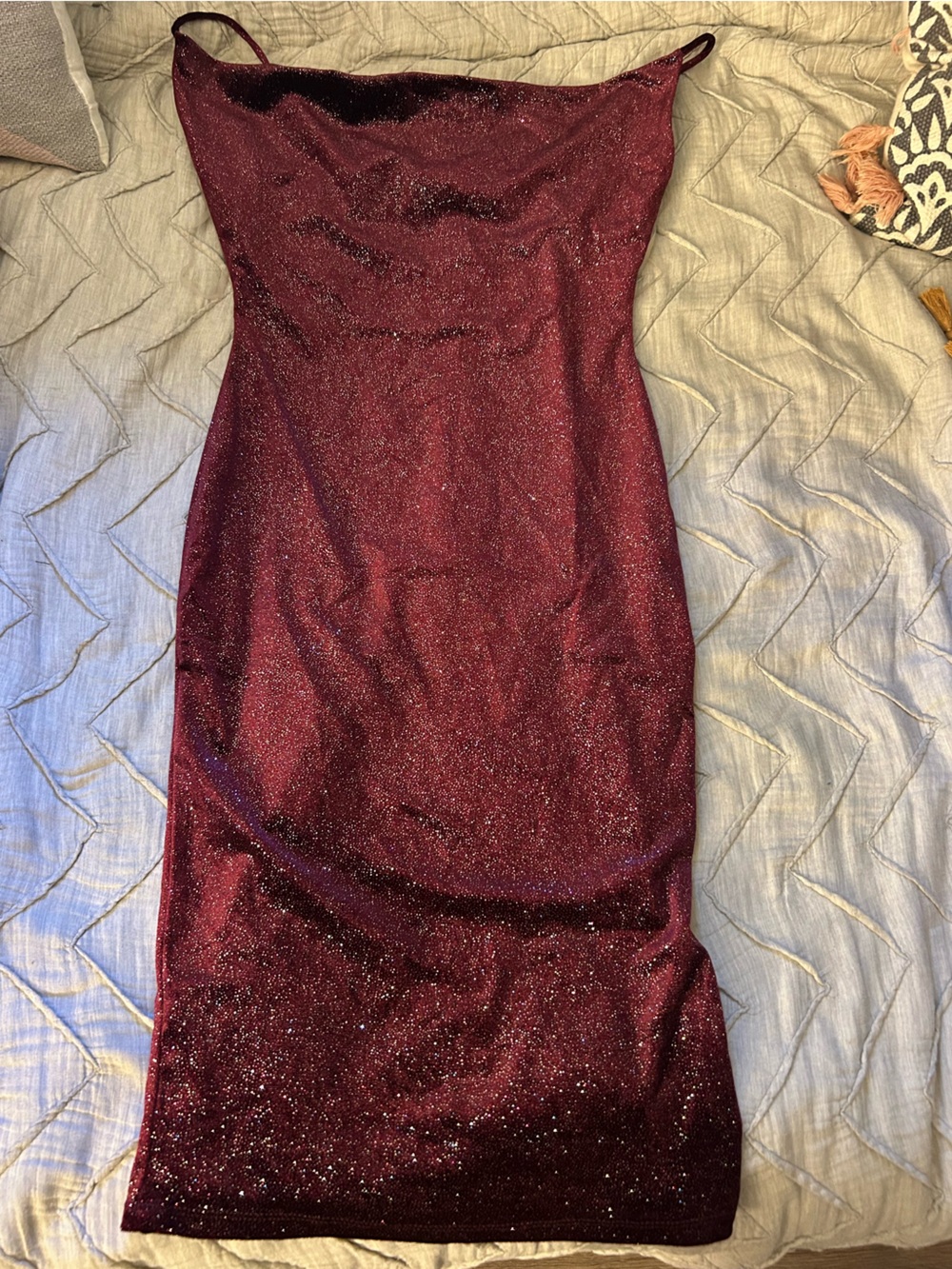 Sparkle Burgundy Slip Dress - Women